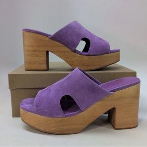 Lavender Suede Women's Block Heel Mules